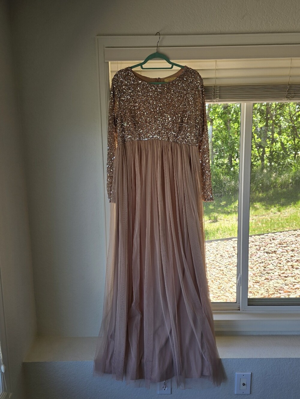 Rose Gold Sequin & Tulle Evening Gown